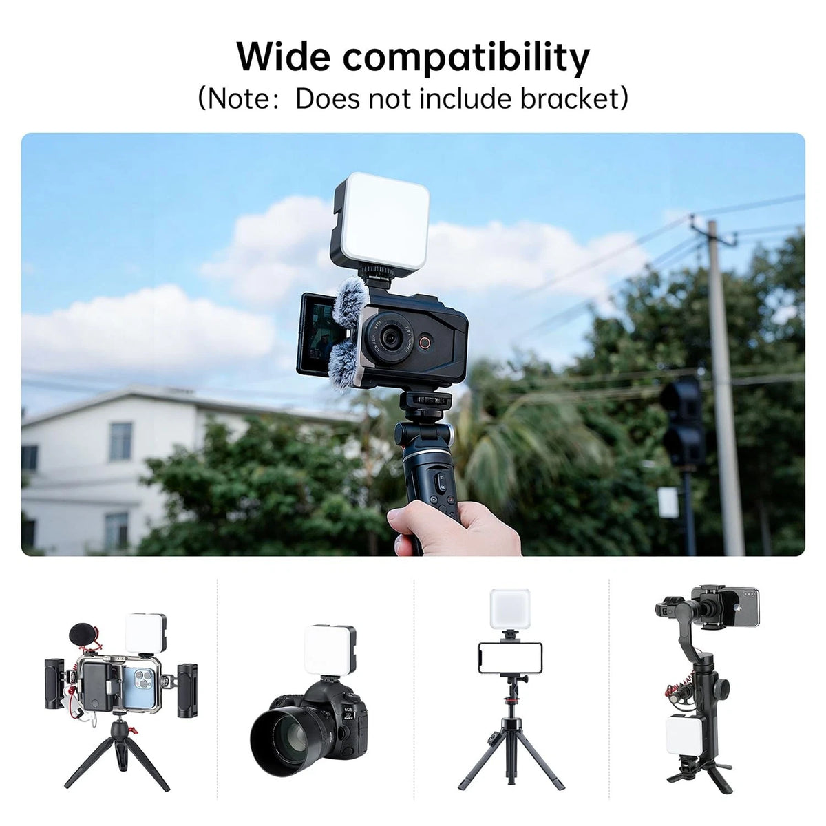 Cold Shoe Camera Light: Color LED Video Light- 3200K-5600K+CRI95 Black-White