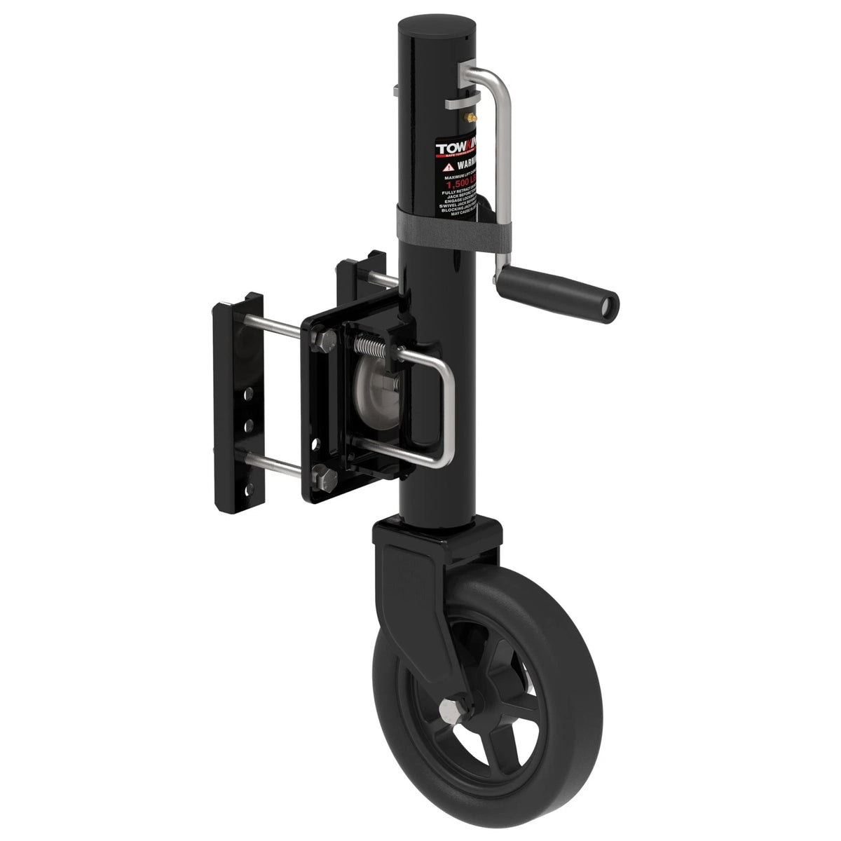TOWKING 8" Spoke Wheel Trailer Jack, 10" Vertical Movement, 1,500 LBs, Black