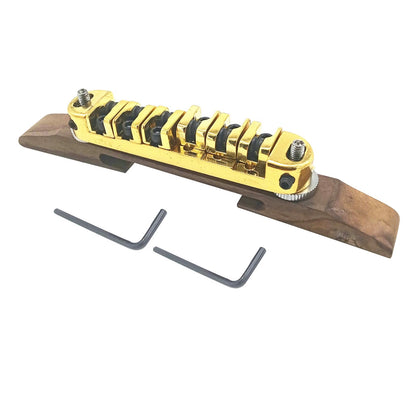 Gold Adjustable Metal Bridge With Roller Saddles For Archtop Jazz Guitar