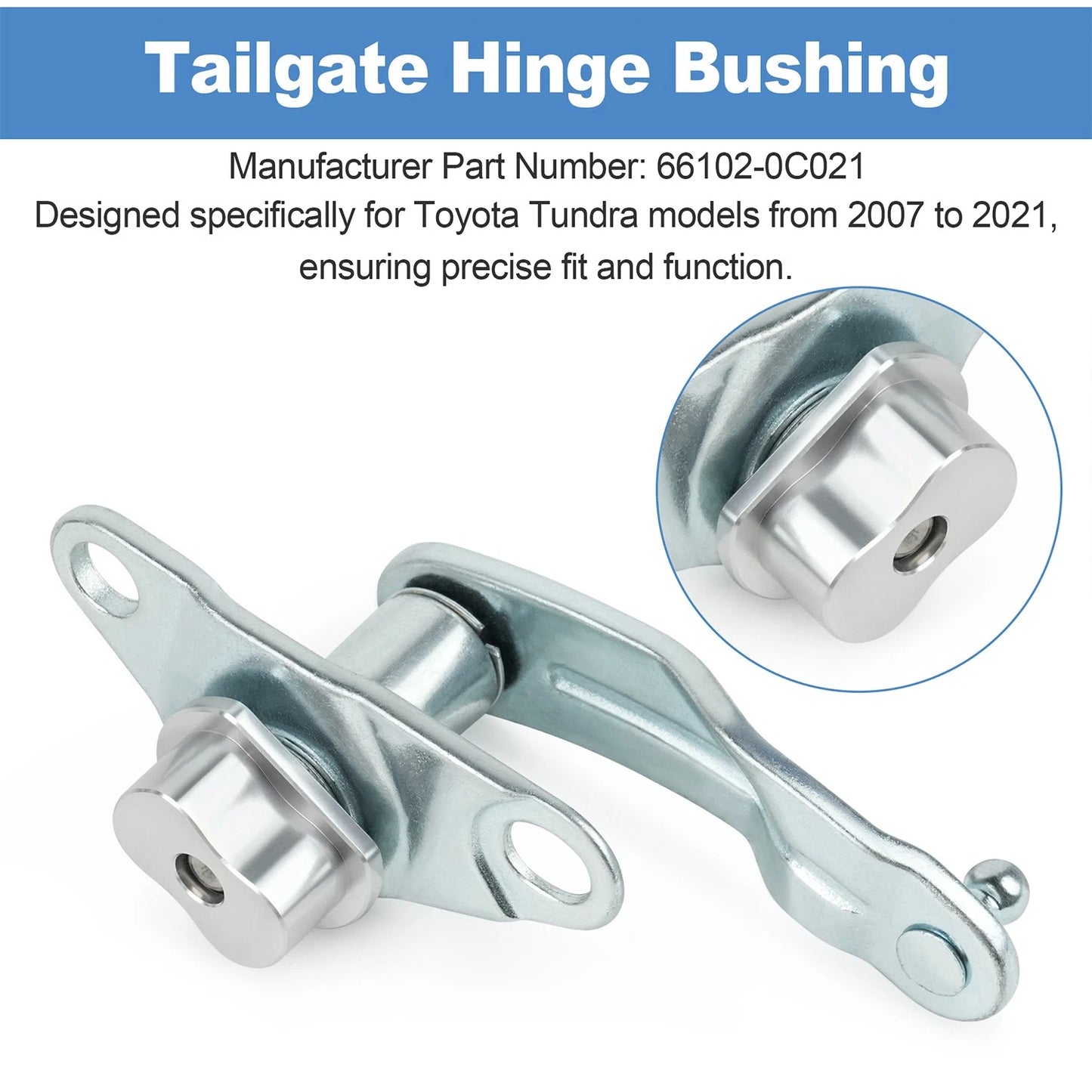 Sliver Tailgate Hinge Sub-Assembly LH Driver Side 66102-0C021 for Toyota Tundra
