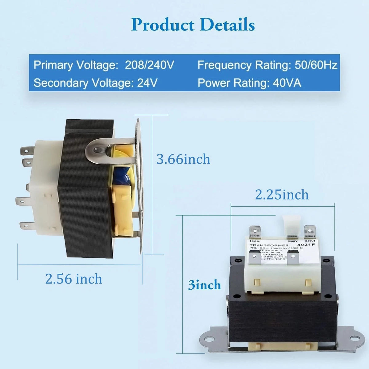 240V to 24V Transformer 0130M00138S for Goodman Amana 40VA Furnace, 208/240...