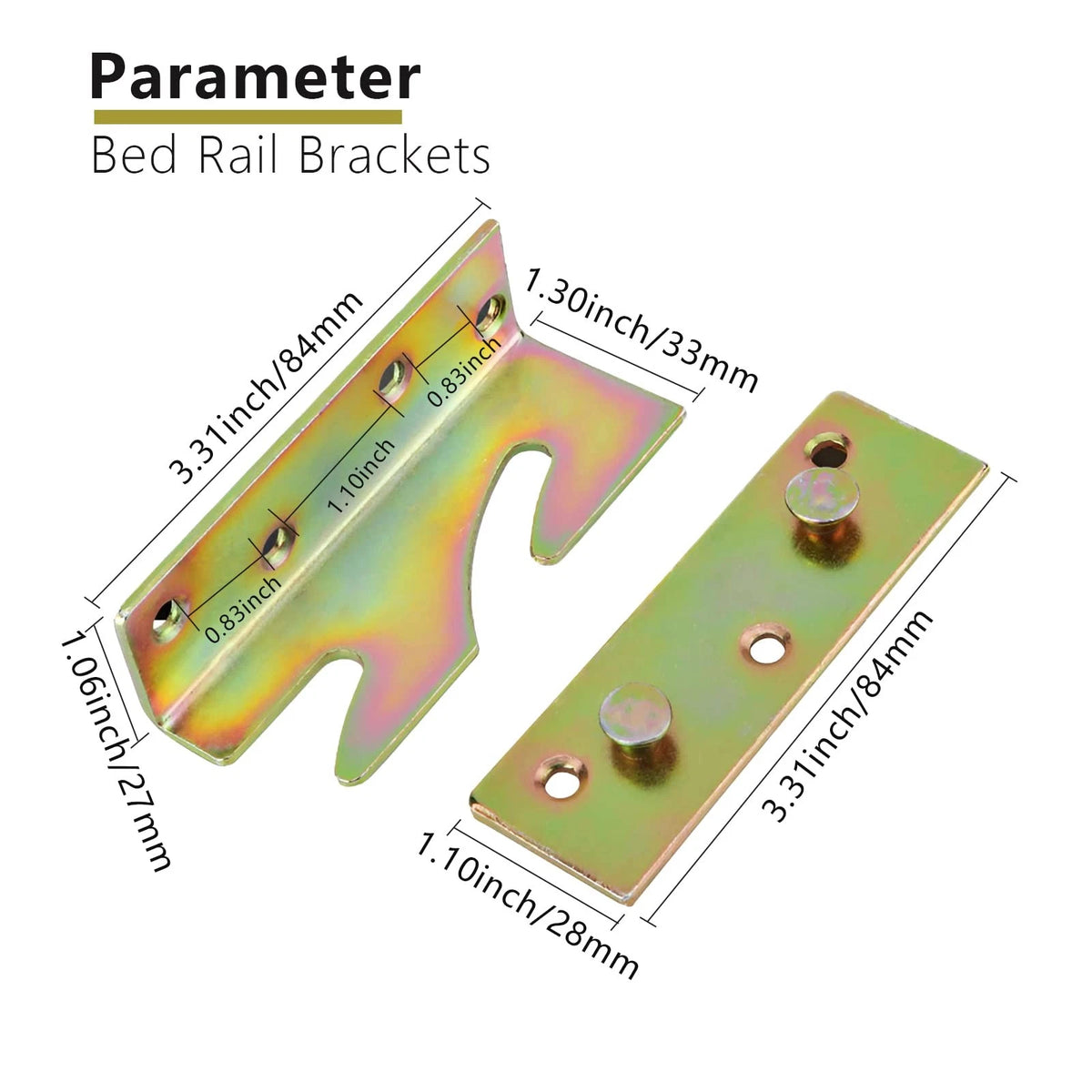 rockgoya Bed Rail Brackets, Gold-Colorful Frame Hardware, Gold-colorful