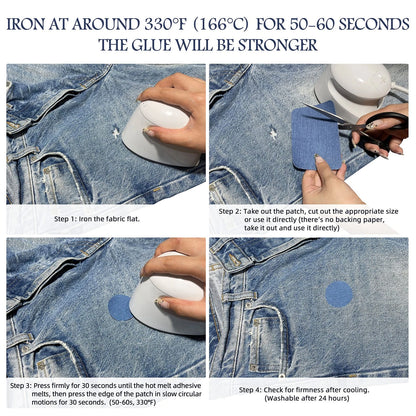 KING MOUNTAIN Iron-on Repair Patch,3"x60" Cotton Denim-3"x60", Black