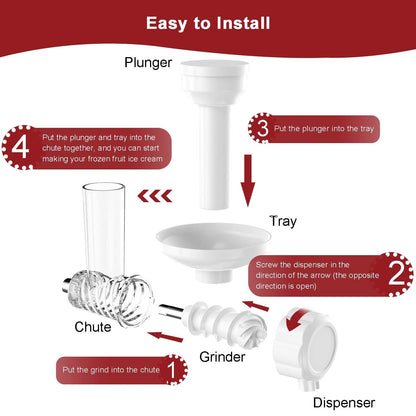 Ice Cream Maker Attachment for Frozen Fruit Soft Maker, White