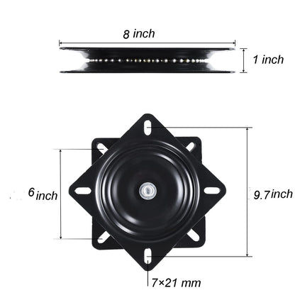 Frassie 2 Pack 8 Inch Bar Stool Chair Swivel Plate Replacement, 360 8, Black