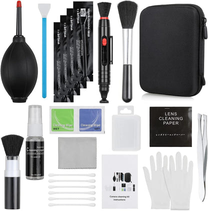 14-in-1 Camera Lens Cleaning Kit - Mirrorless & DSLR Sensor 14 IN 1, Black