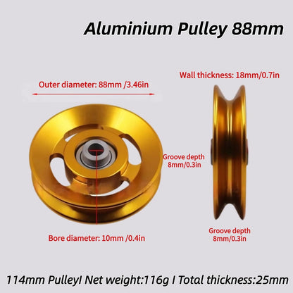 Gueiddi Pulley system for home gym, Aluminum GYM Wheel Glod 88-90mm
