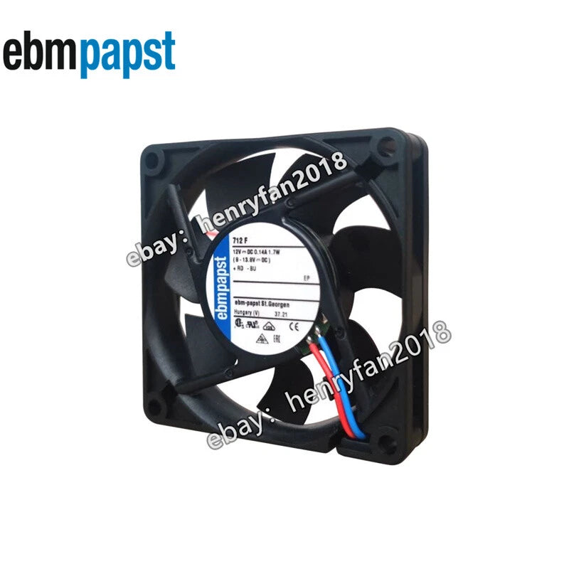 Ebmpapst 712F Axial Fan DC 12V 1.7W 0.14A 70*70*15MM 2-wire 25CFM Cooling Fan