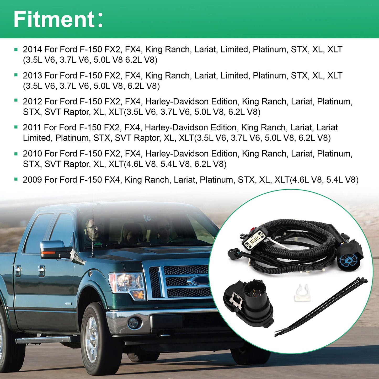 Trailer Tow Connector Harness For Ford F-150 2009-2014 9L3Z15A416B
