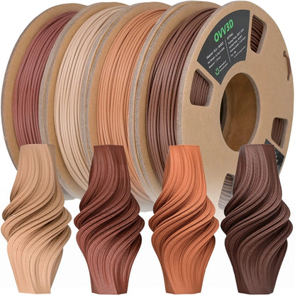 OVV3D Wood 3D Printer Filament Bundle, PLA 4 Pack Bundle