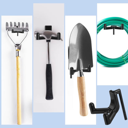 Geelin 8 Pcs Tool Hooks Compatible with Plastic Shed Hanger Wall Black
