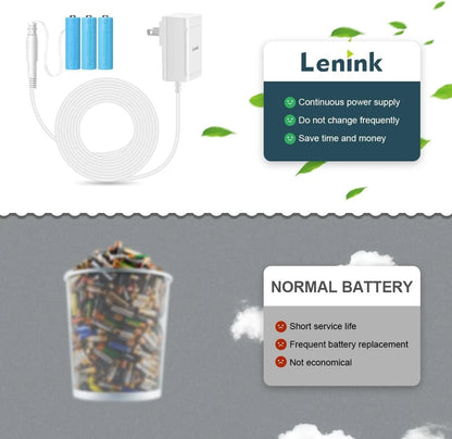 Lenink AC Power Supply Adapter for 3 AA Battery, Battery Replacement White