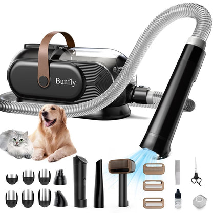 Bunfly Dog Grooming Kit with 13000kpa Strong 17.3*13.8*7.9 Inch, Black&brown
