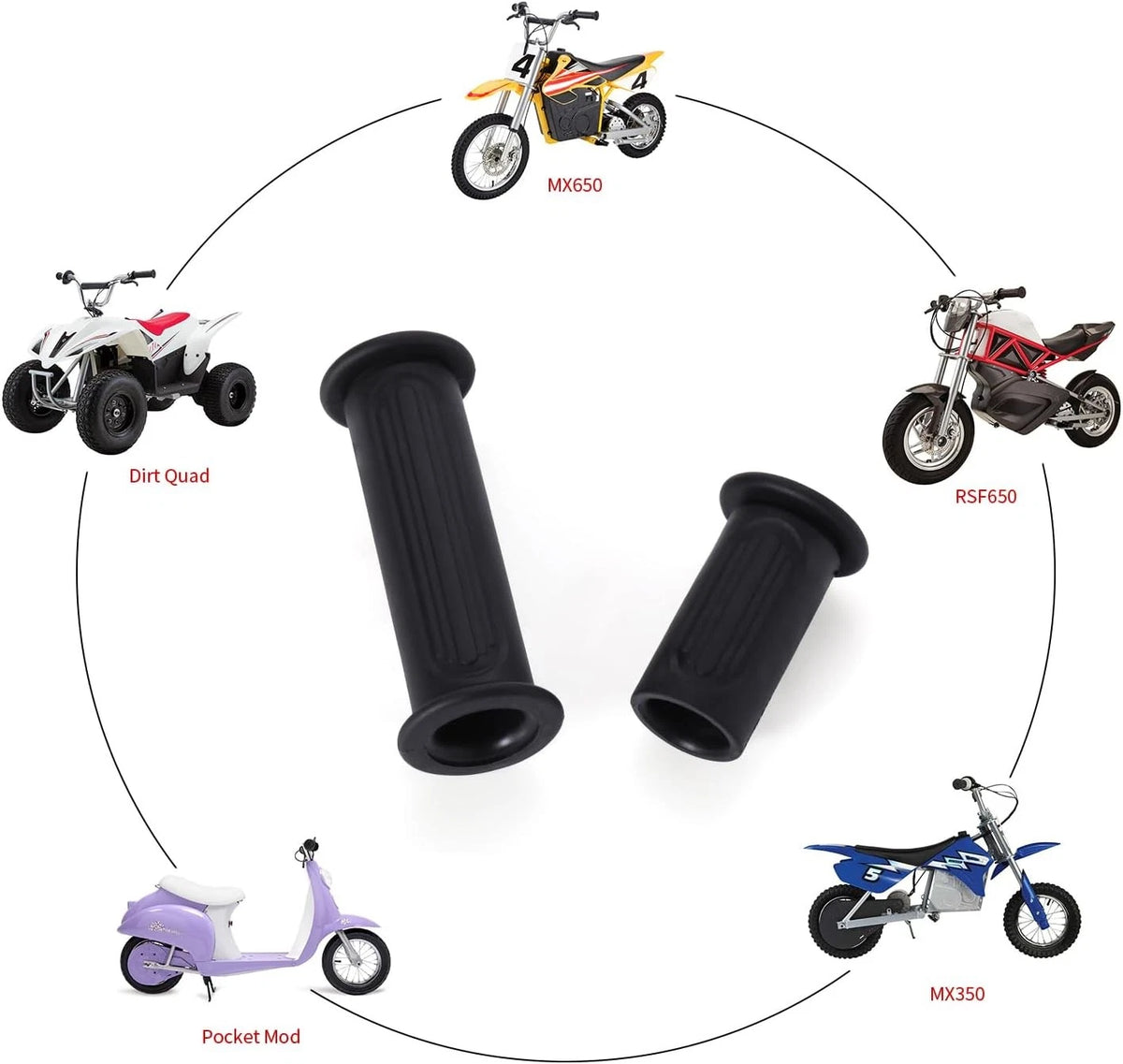 KAMIER Handlebar Grips for Razor MX350 MX400 MX650 MX500 SX500 22mm, black