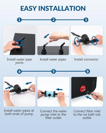 BAOSHISHAN Ice Bath Accessories Kit, Cold Plunge Kit with 317GPH Black