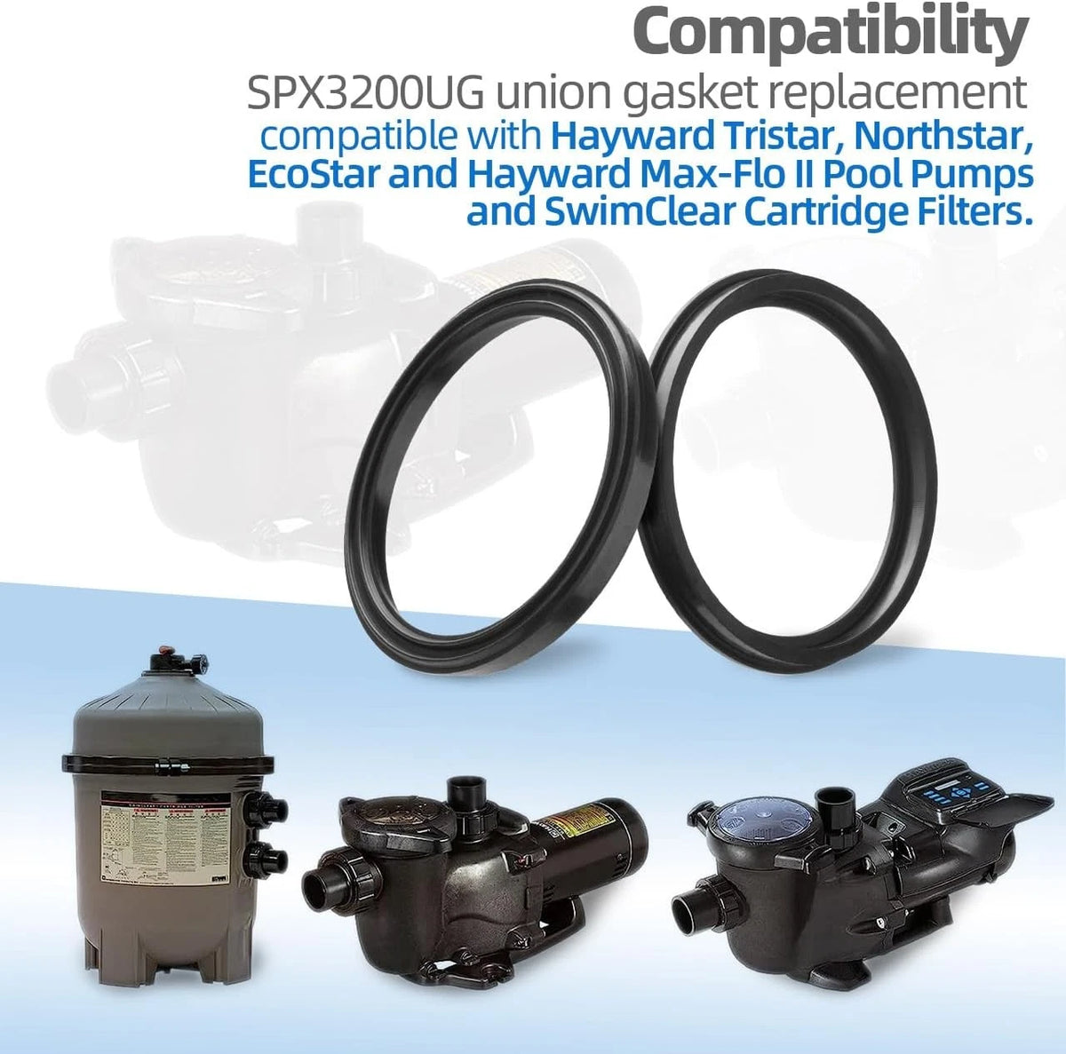 SPX3200UG Union Gasket Seals Replacement for Hayward Tristar, Northstar,...