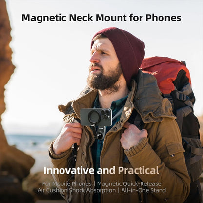TELESIN Magnetic Neck Mount for Phones, Cell Medium Size, Gray