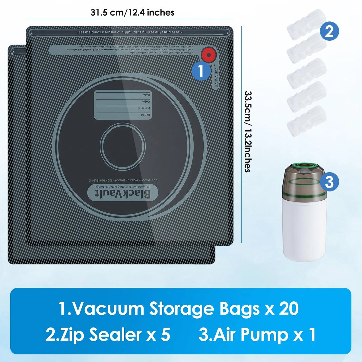 LINGSFIRE 3D Printer Filament Storage, Vacuum Storage Bags with...
