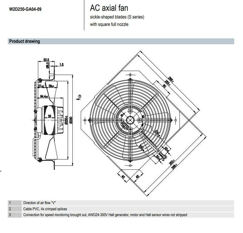 1Pcs Ebmpapst W2D250-GA04-09 Axial Fan 400VAC 190W 3050RPM Siemens Inverter Fan