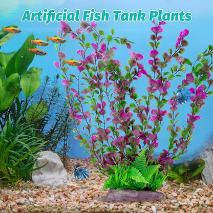 Hamiledyi Aquarium Plastic Plants Decor Artificial Fish 20.4 in, B