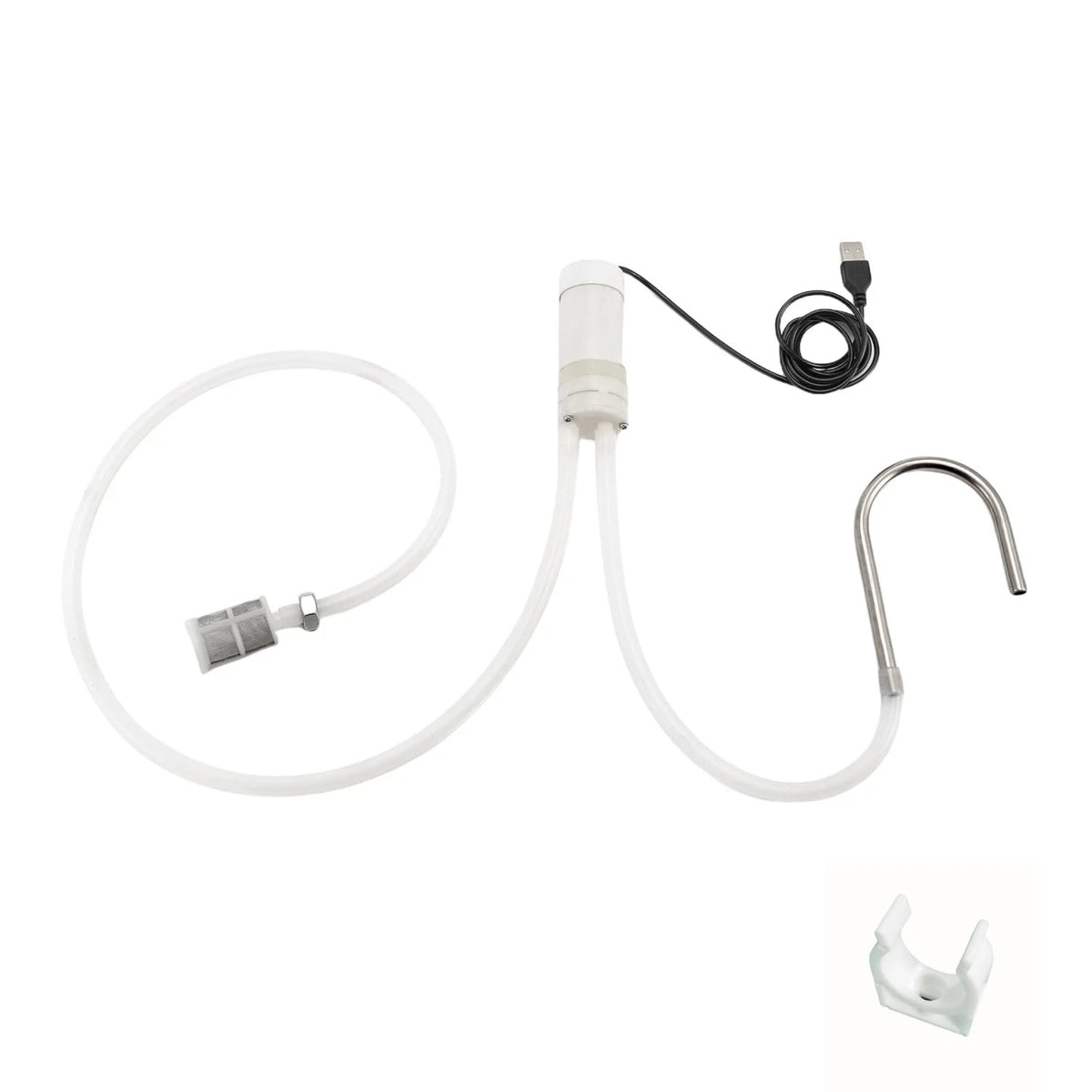 Portable Food Grade USB Electric Pump Auto-Siphon Self Priming Small, White