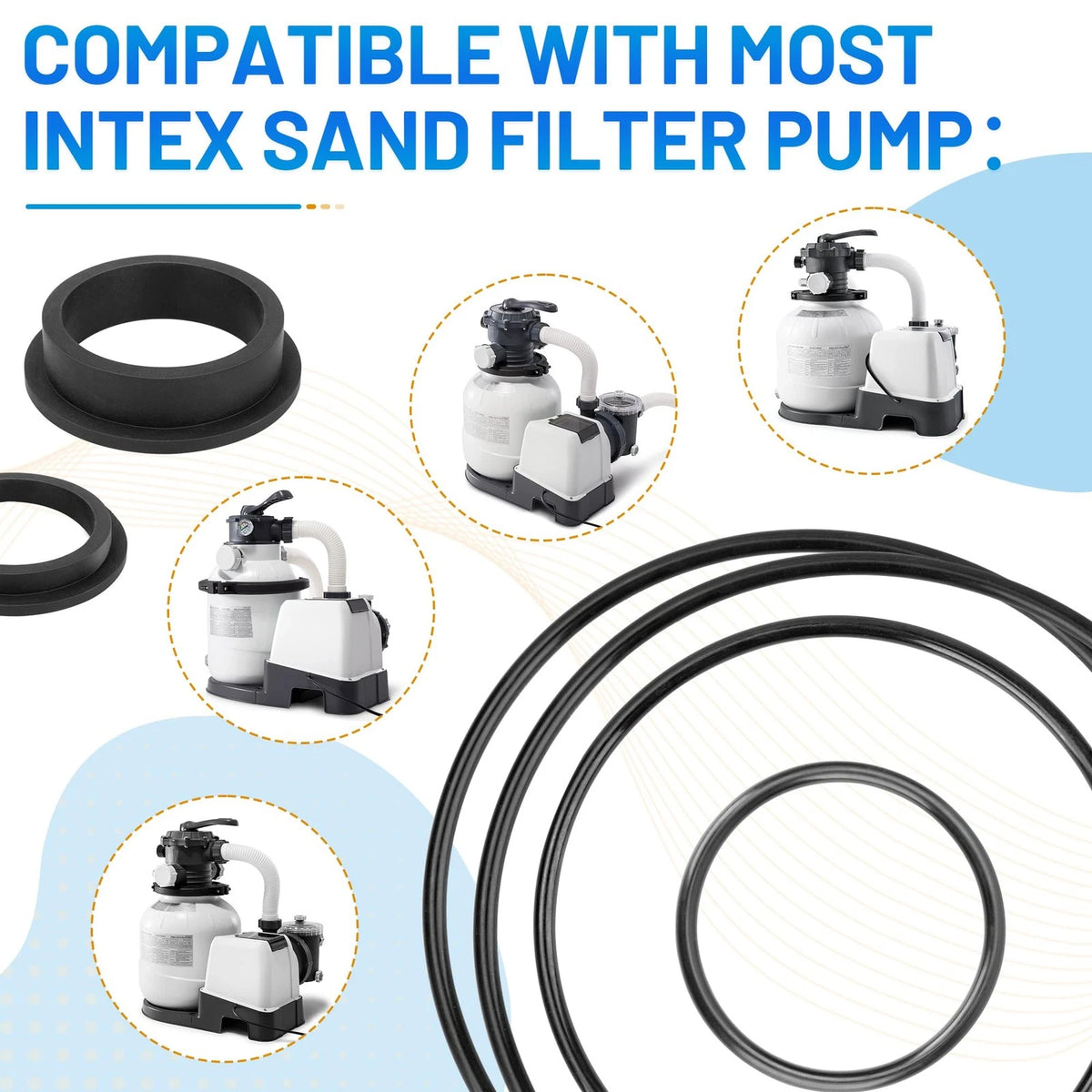 Pool Sand Filter Pump Seal Gasket Replacement for Intex Black