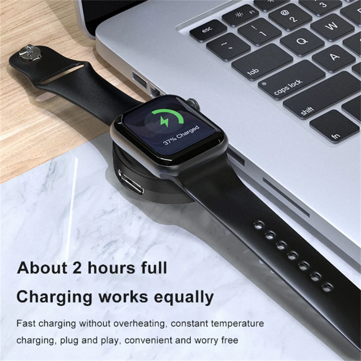 1Pc Black Wireless USB Type-C Charging Dock For Apple Watch 8 7 6 5 4 3 2 1
