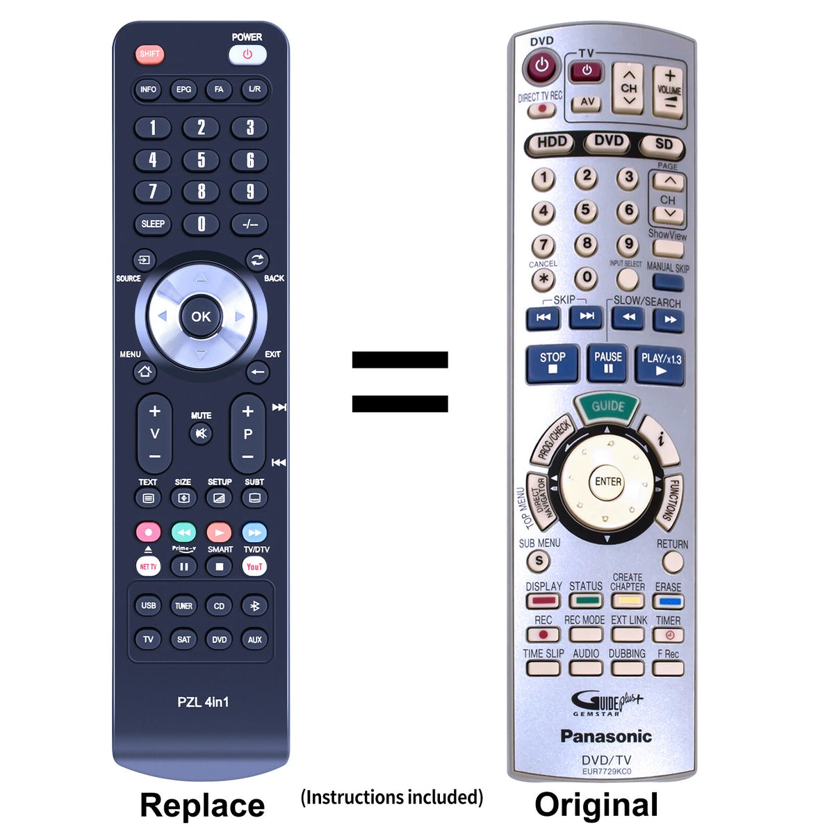EUR7729KC0 Replacement Remote Control For Panasonic DMR-EH54D DMR-EH60