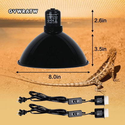 GVWRATW Reptile Lamp Fixture with Dimming Thermostat – Deep Dome Heat Black