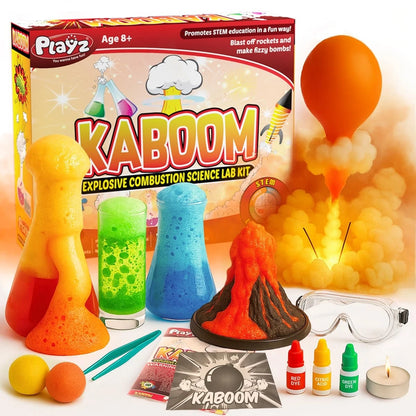 Playz Kaboom! 50+ Explosive Science Experiments Kit for Experiments, Blue