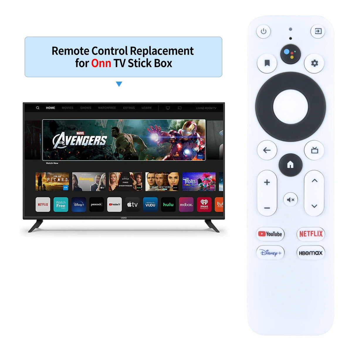 100026240 Voice Remote Control For ONN Android 4K UHD Stick TV Box 100024646