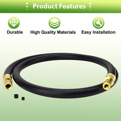 Refrigerant Hose, Black, 6', 1/2" Diameter, Connects 3/8" to 1/4" Fitting
