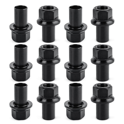 12 Pack M22-1.5 Heavy Duty Hub-Piloted Wheel Lug Nuts, 33mm Hex with 39mm
