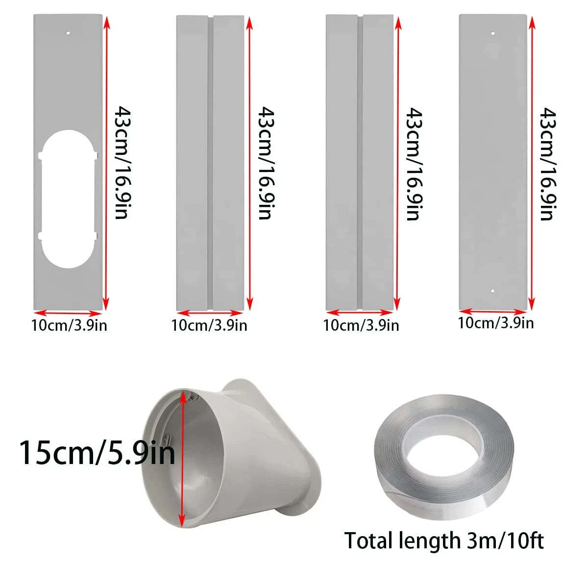 Coolaihan Portable Air Conditioner Vent Kit with 5.9" Exhaust 5.9 inch, Gray