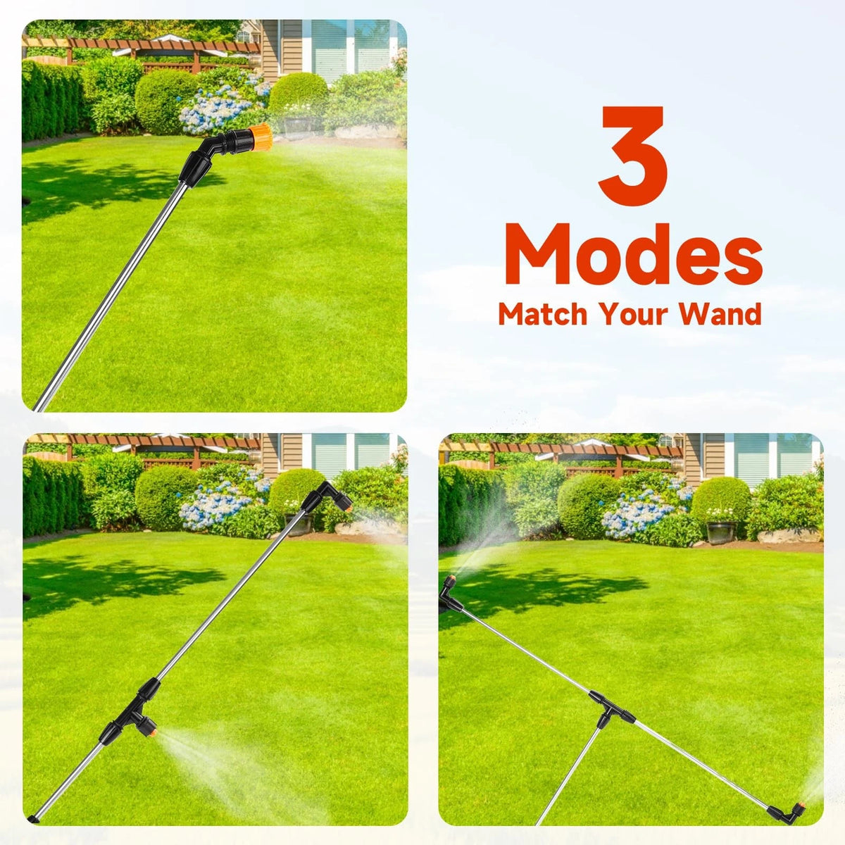 6 Nozzles Metel Boom Wand, Sprayer Equipped with 5 Types Silver