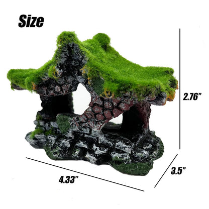 Tfwadmx Aquarium Decoration House Resin Hollow Hideout 1PCS, Green