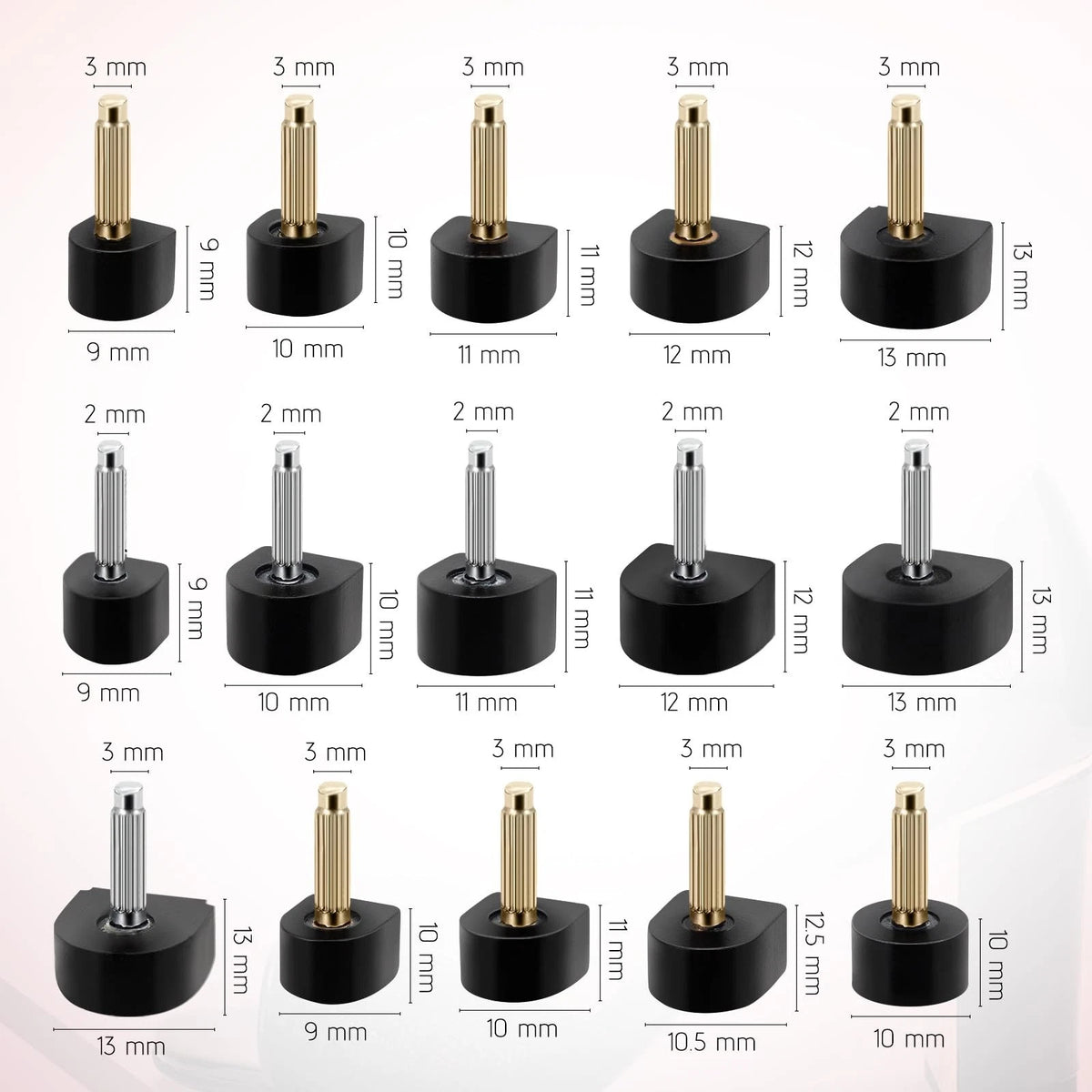 15 Pairs High Heel Replacement Tips, Black Repair Caps, 15