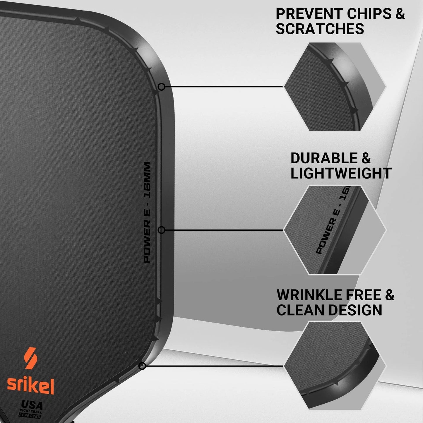 Srikel Pickleball Edge Guard Tape – Paddle 12-14mm Paddle, black