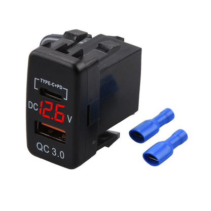 Dual Type C + PD USB QC 3.0 Car Socket Charger 12-24V LED Car Adapter For Toyota