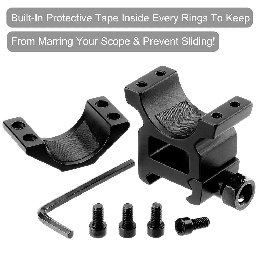 1'' Scope Rings, LONSEL 2Pcs High Profile & Medium 1 Inch Black