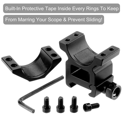 1'' Scope Rings, LONSEL 2Pcs High Profile & Medium 1 Inch Black