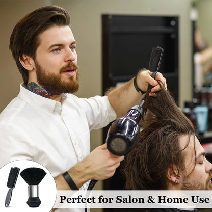 Barber Brush and Neck Duster Set - 2 Piece Professional Black