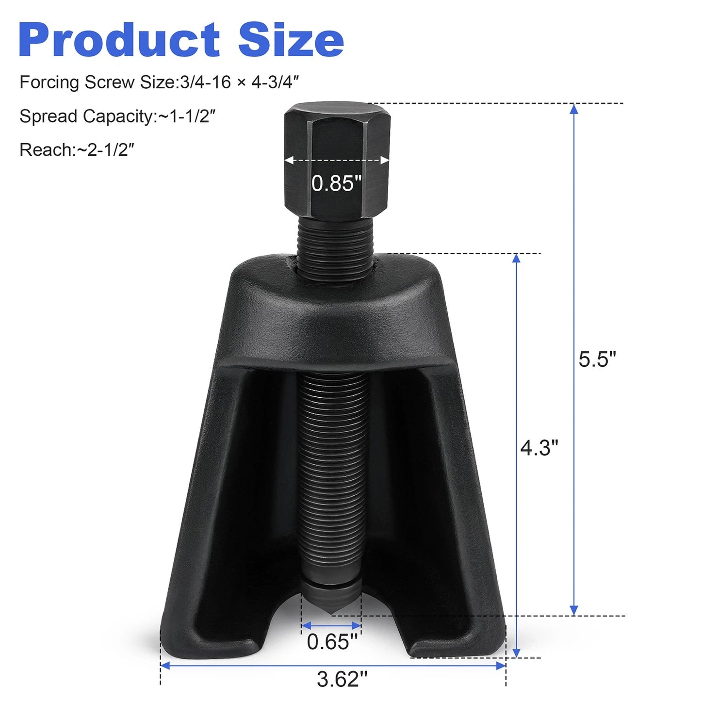 Heavy Duty Pitman Arm Puller Tool, Conical Style with High-Torque Forcing Screw
