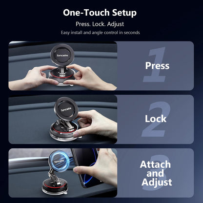 SYNCWIRE for MagSafe Car Mount [3-Axis] Nano Adhesive Gel + Strong black