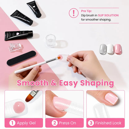 GlimightyX Polygel Toenail Kit, Medium, 01-3 Colors Basic Kit
