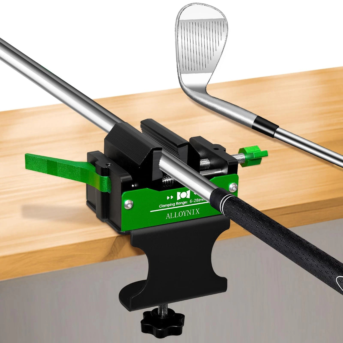 ALLOYNIX Golf Club Regripping Kit 2.0 No Drill Vise Clamp with 3mm Green