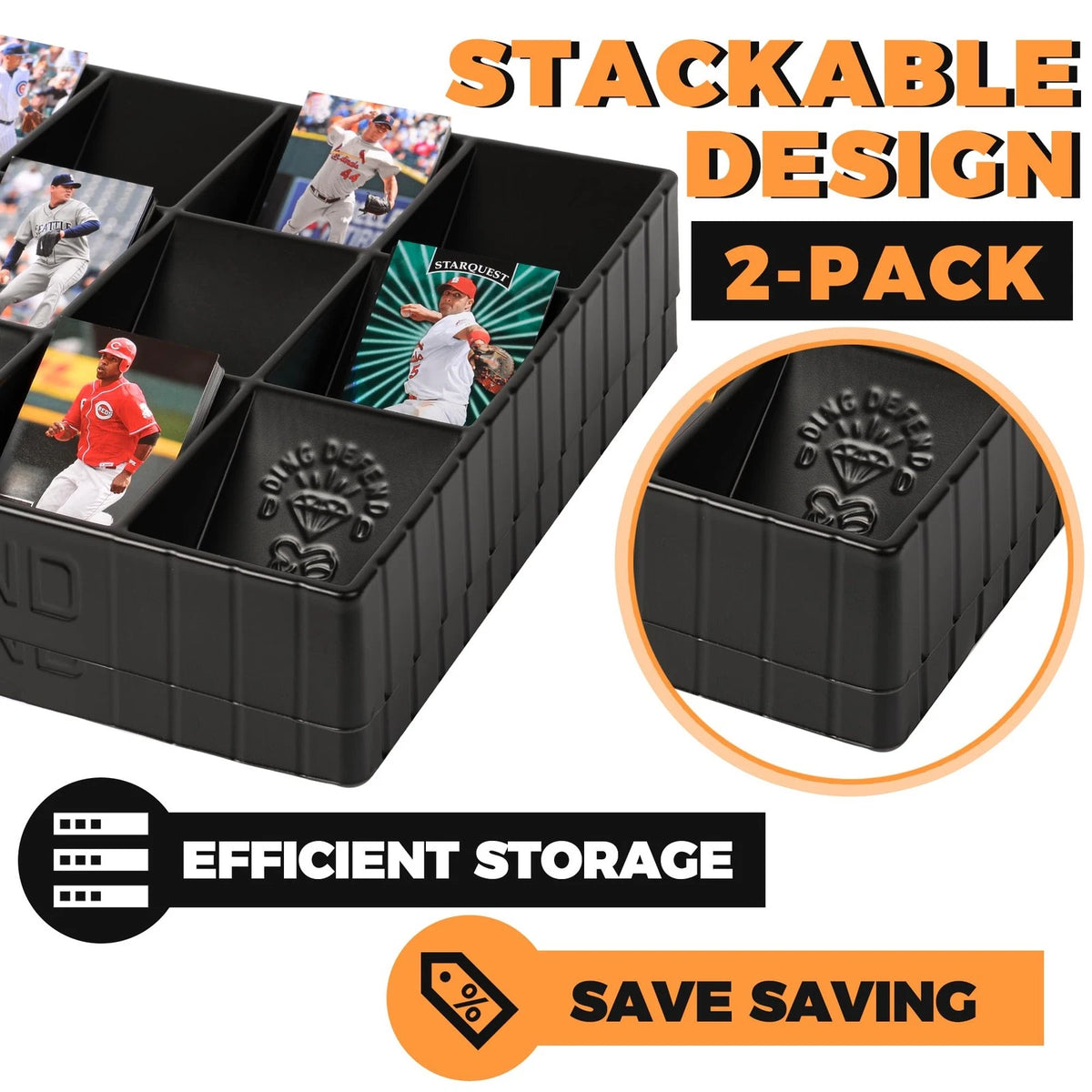 Storage Standard 2 Pack Card Sorting Tray - 17 x 13 x 2 inches, Black