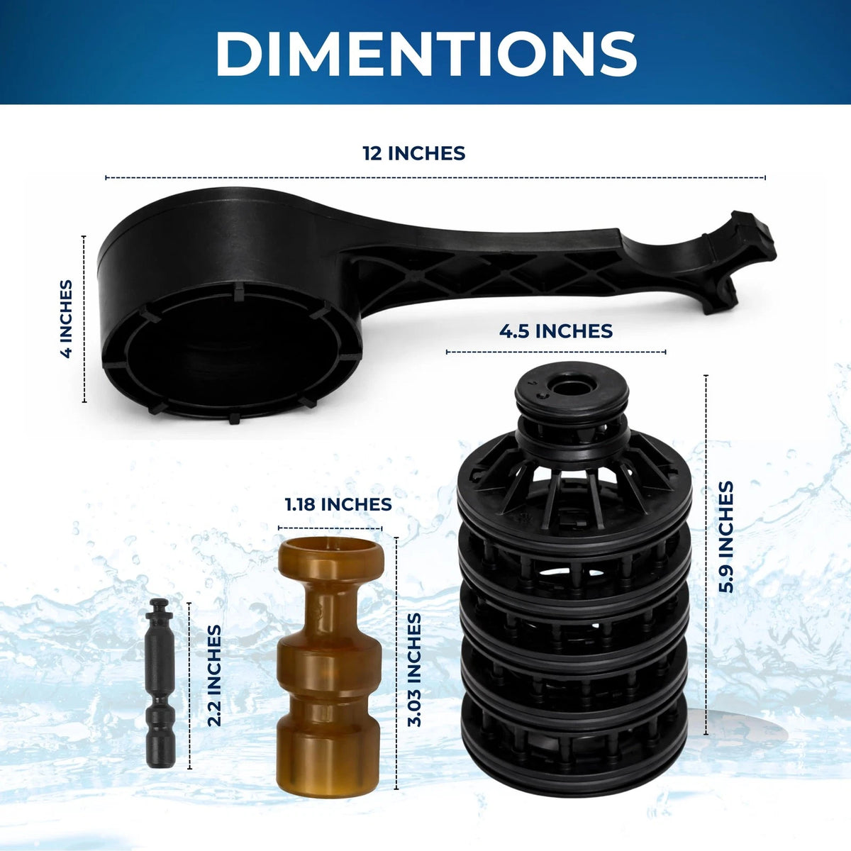 Clack WS1.25/1.5 4pc Complete  OEM Water Softener Rebuild Kit - Black