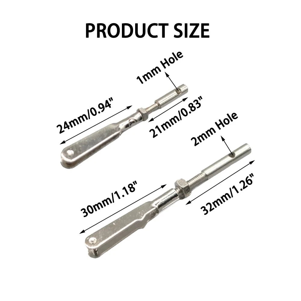 4PCS RC Airplane Metal Clevis with Connecting Rod Push M3x30mm, 32mm, Silver