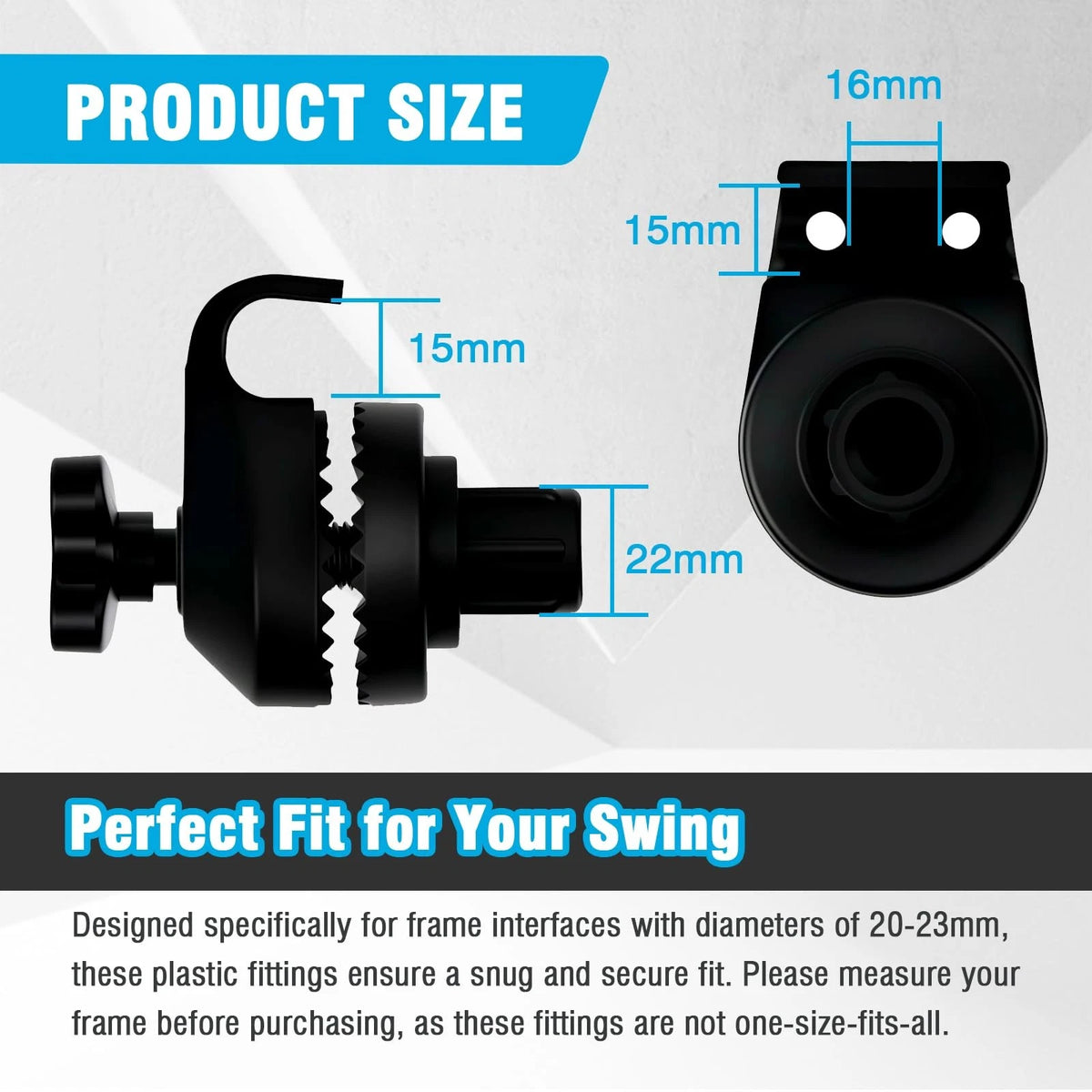 2 Pcs Garden Swing Plastic Fittings - Porch Patio Frame Parts to Black
